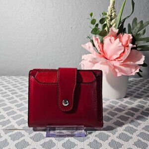 Bostanten Red Leather Bifold Wallet – RFID Blocking – NWOT